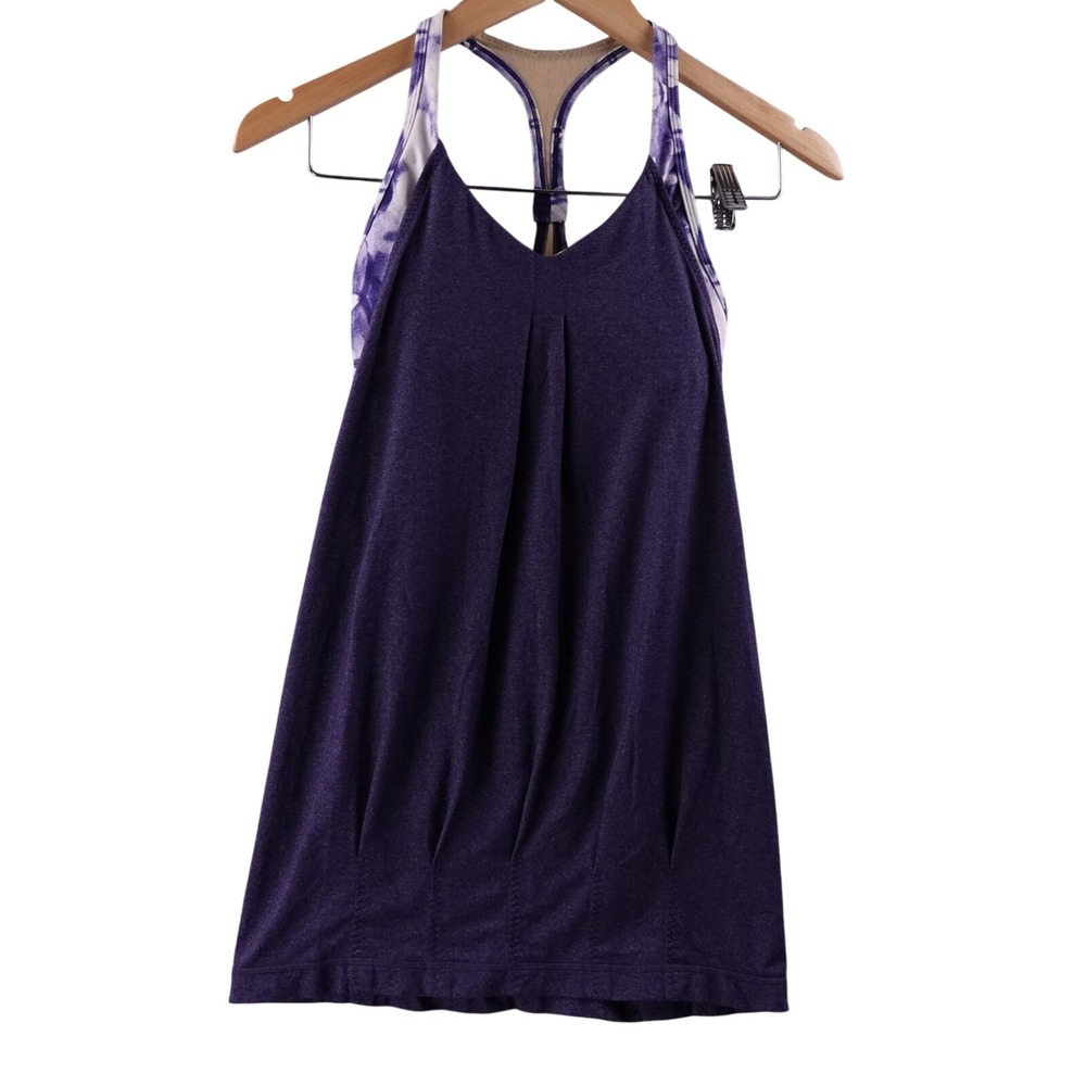 Lululemon Purple Tie Dye Ruched Tank Top Built in Bra Athletic Women's 4
